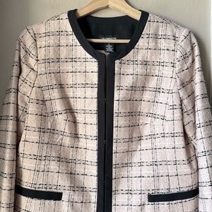 LIZ CLAIBORNE Pale Pink Plaid Tweed Blazer Jacket